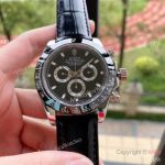 Rolex Cosmograph Daytona Black Ceramic Leather Strap Watch 43mm